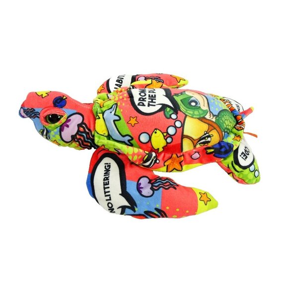 Wild Republic Message from the Planet Sea Turtle Plush Stuffed Animal Colorful - Picture 1 of 9